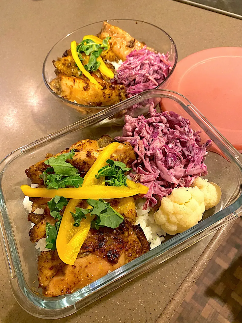 Jerk chicken🇯🇲and red cabbage  cauliflower coleslaw|のりこさん