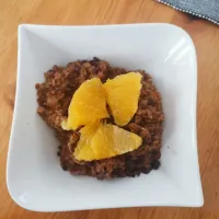 Chocolate porridge with orange pieces 🍫🍊😍|Isabelleさん