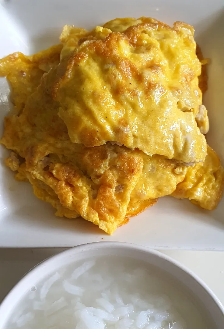 Minced pork omelette porridge lunch 💕😋💋🙋‍♀️|🌷lynnlicious🌷さん