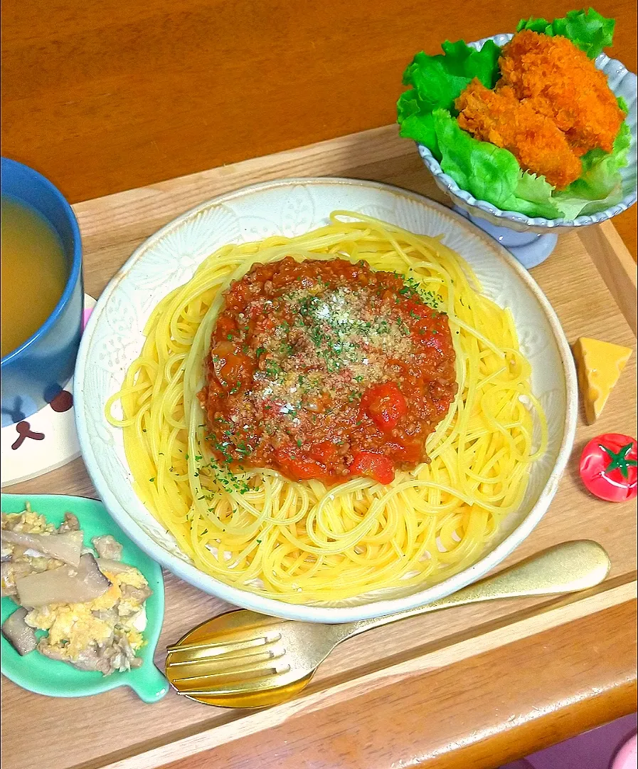 ミートソースパスタ🍝|とししいたけさん