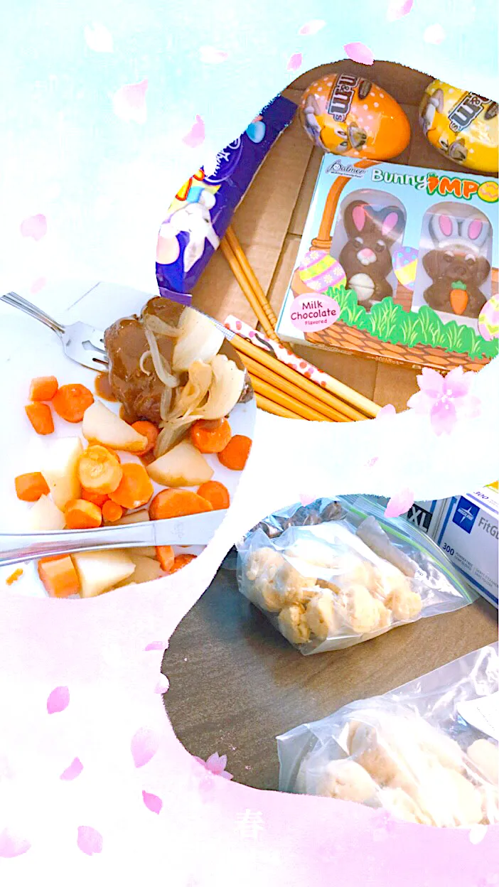 Hamburger steak,three cookies and a easter treats|ninja kittyさん