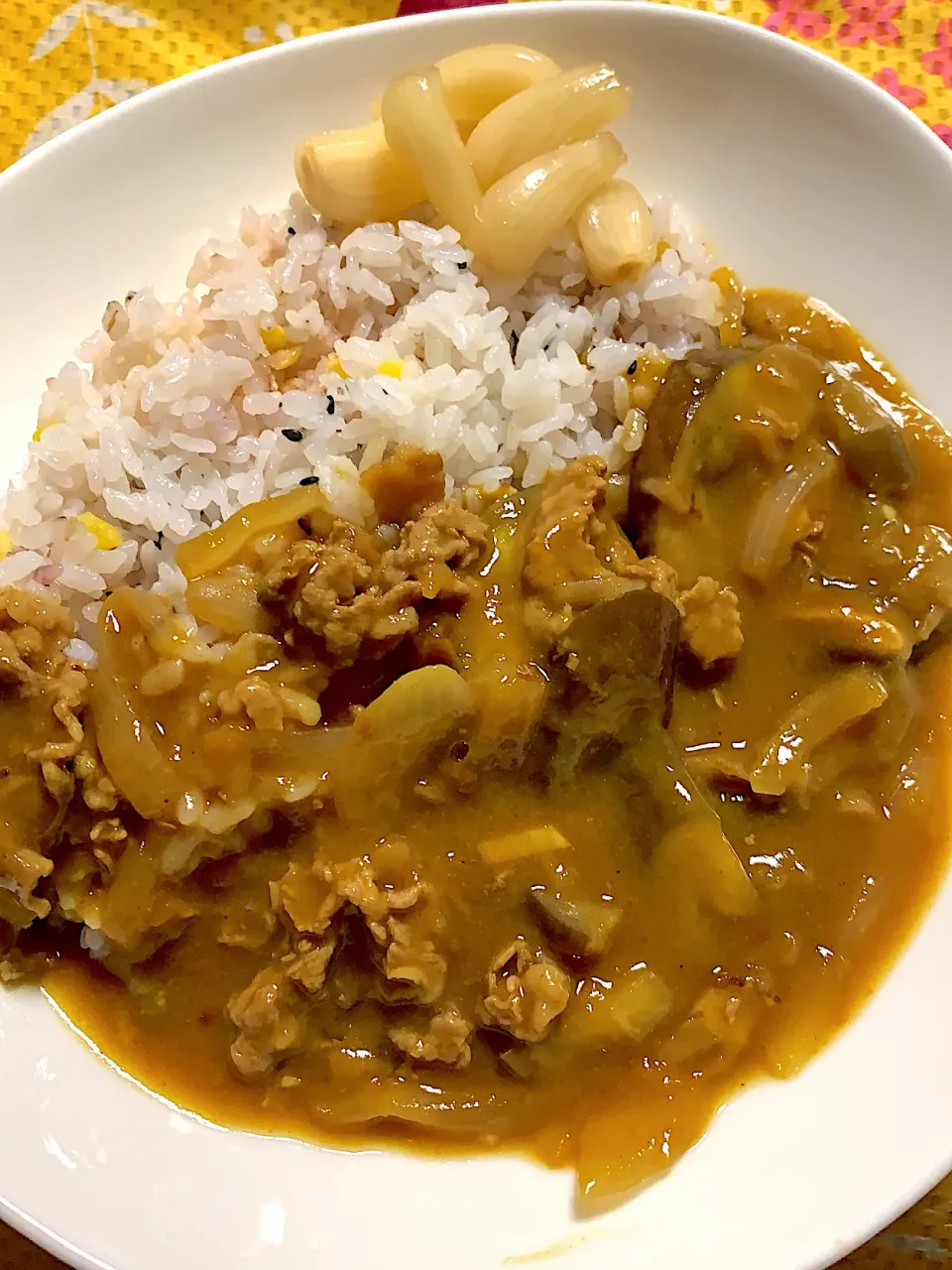 茄子🍆と椎茸入りカレーライス🍛|掛谷節子さん