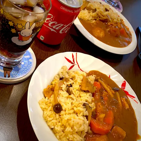 「ぶなしめじ」を使ってみたSnapdishの料理・レシピ写真:ベーコンとしめじのカレー＆キノコごはん