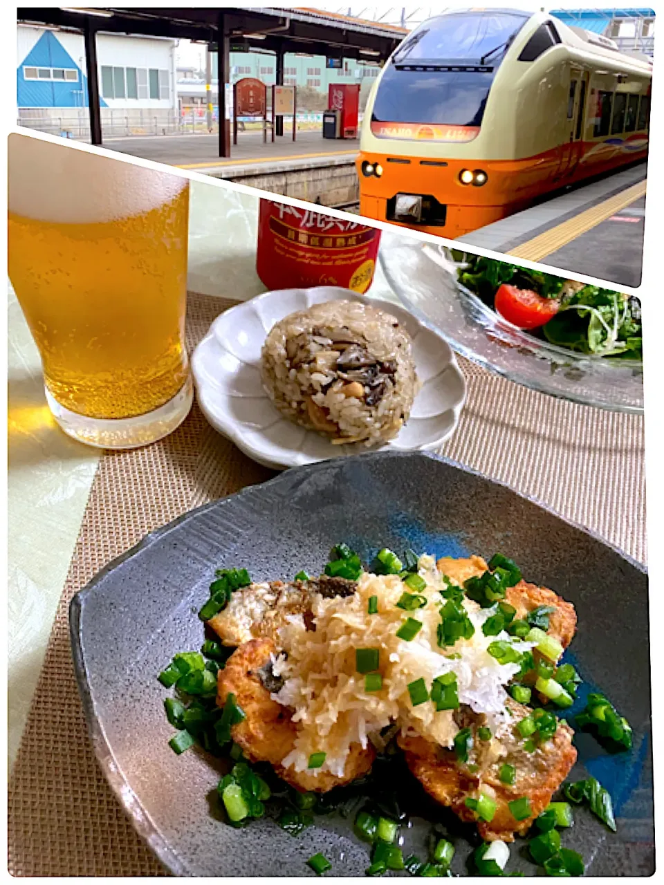 娘が空巣立った日の晩ご飯☆スズキのおろしポン酢！筍と舞茸のご飯！チョレギサラダ|ぽっちさん