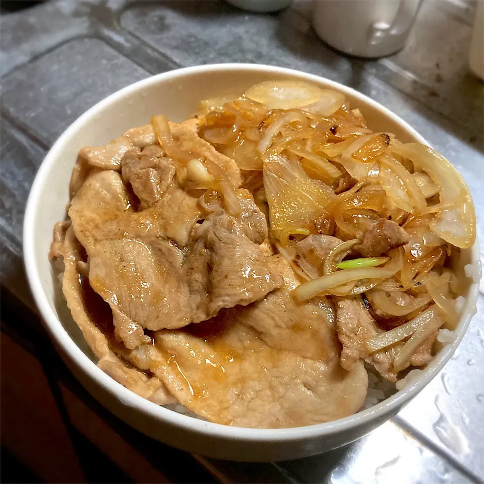 今夜は、生姜焼き丼を頂きました😋🎉👍|ギムレットさん