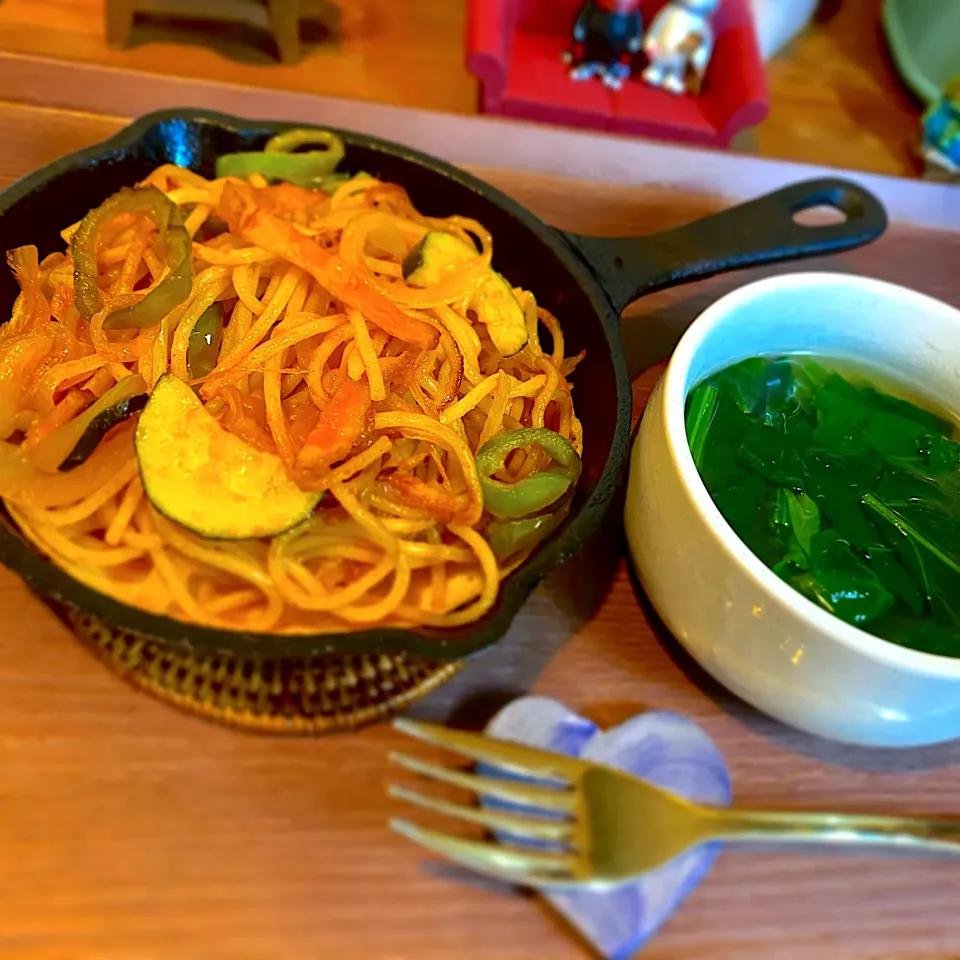 名古屋風ナポリタン・ほうれん草のスープ|まぁちゃんさん