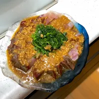 Snapdishの料理写真:ぶりのごま油香るカルパッチョ