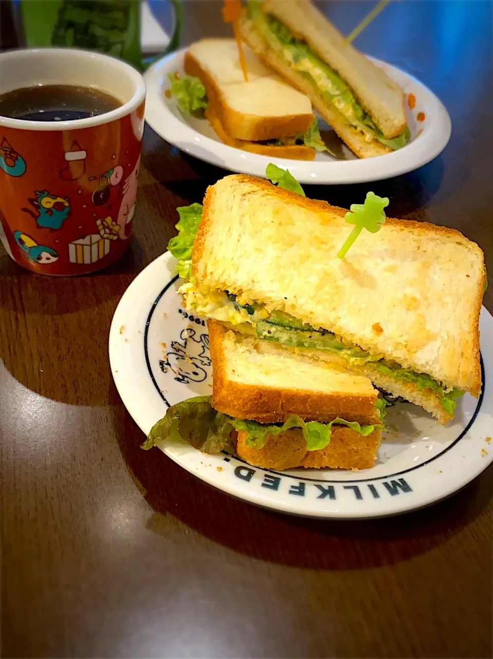 卵トーストサンド🥬🥒🍞　コーヒー☕️|ch＊K*∀o(^^*)♪さん