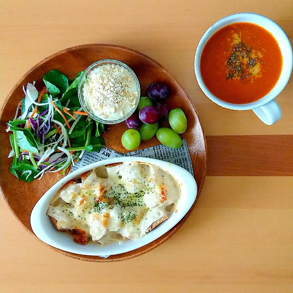 Snapdishの料理写真:朝食プレート(パングラタン)|noooさん