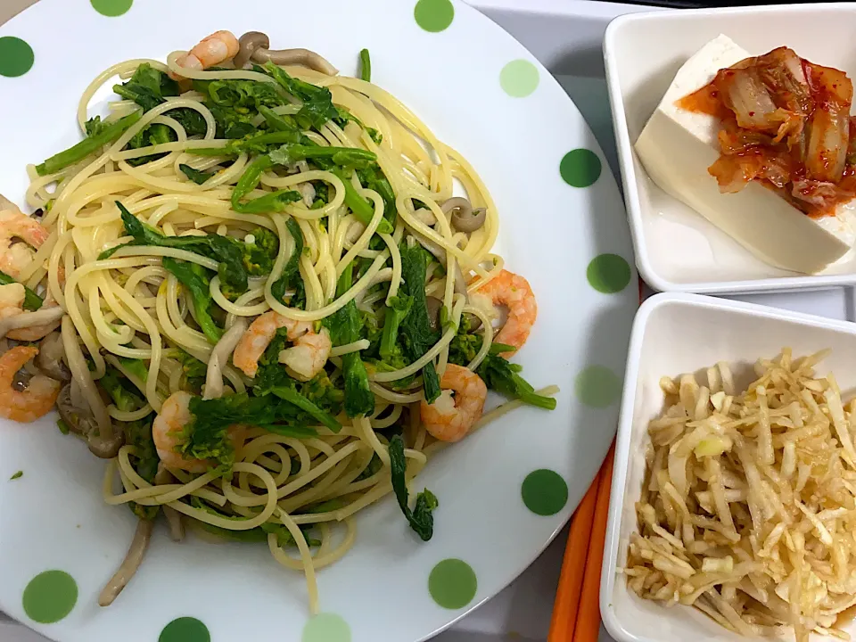 菜の花パスタと冷奴と大根サラダ！|あんこさん