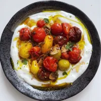 Charred heirloom tomatoes, cold yoghurt