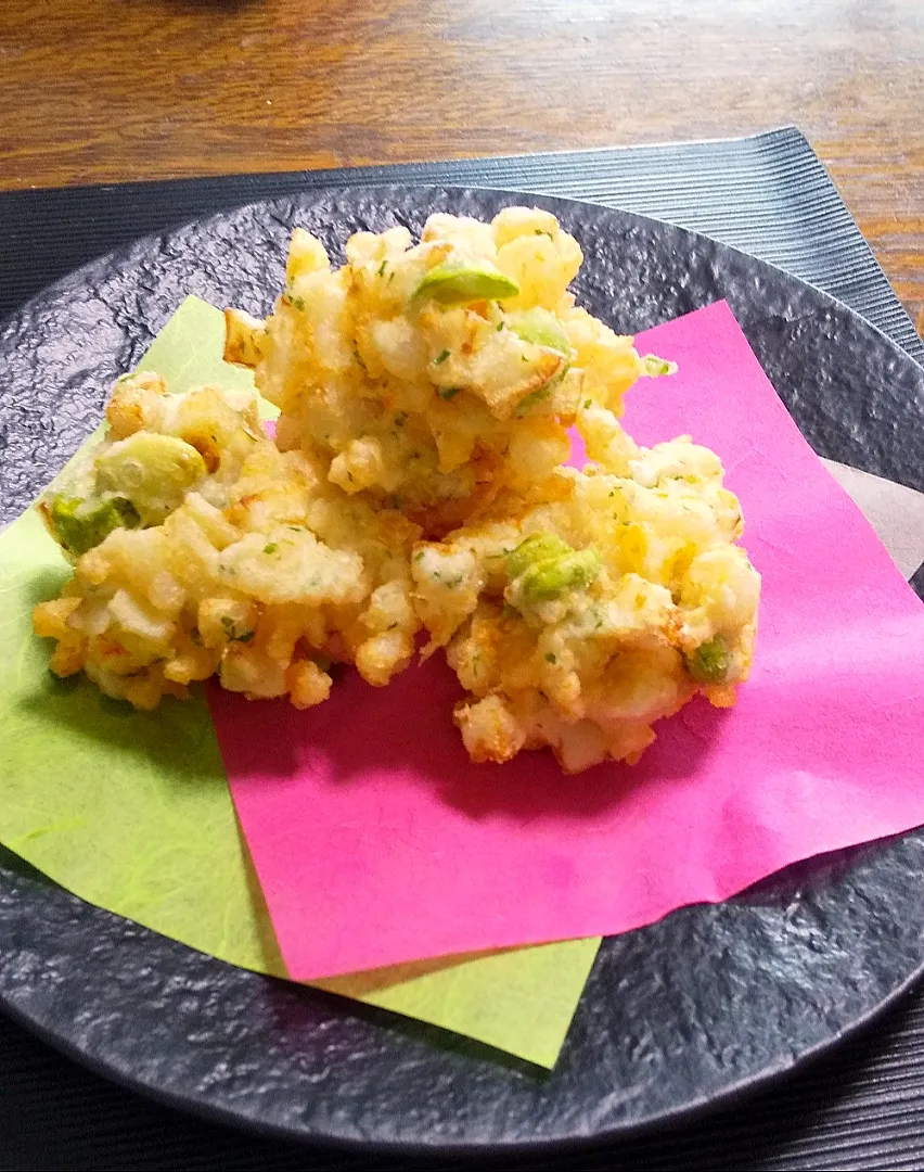 筍とそら豆と海老のかき揚げ|マイケルの料理さん