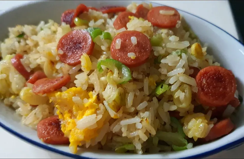 Green Onion Chicken Sausage Fried Rice🤪😋💕💕|🌷lynnlicious🌷さん