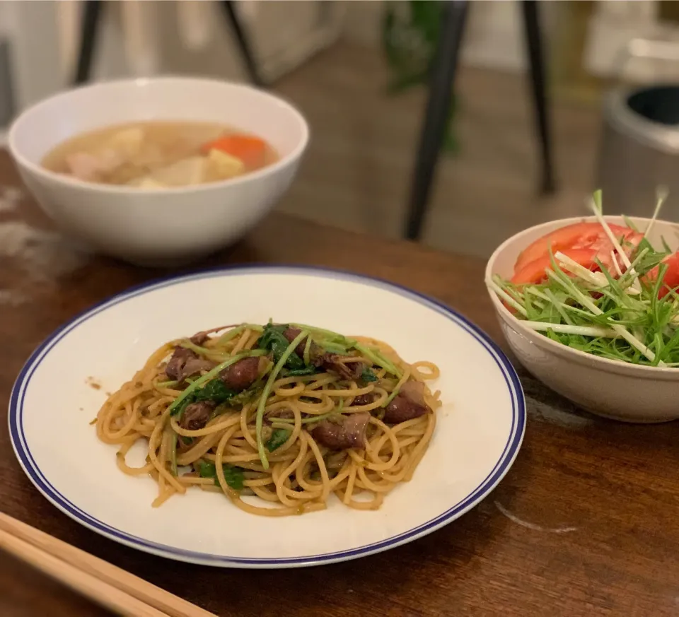 Snapdishの料理写真:蛍烏賊の蕗味噌パスタ|takosさん