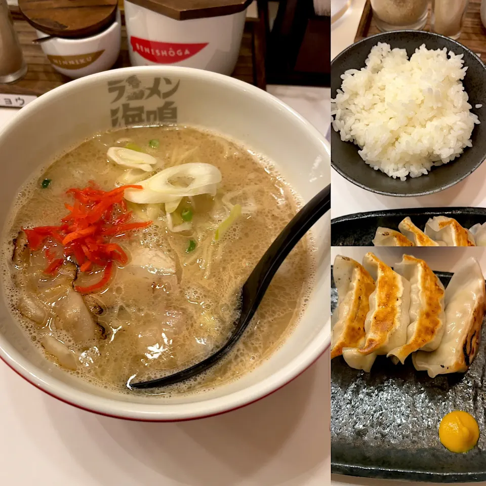 煮干し豚骨　餃子セット　らーめん海鳴|るみおんさん