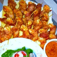 • 🥓Bacon Wrapped 🍤Shrimp with Shrimp
        Red-goo Vinaigrette Dip|chEtzTryItさん