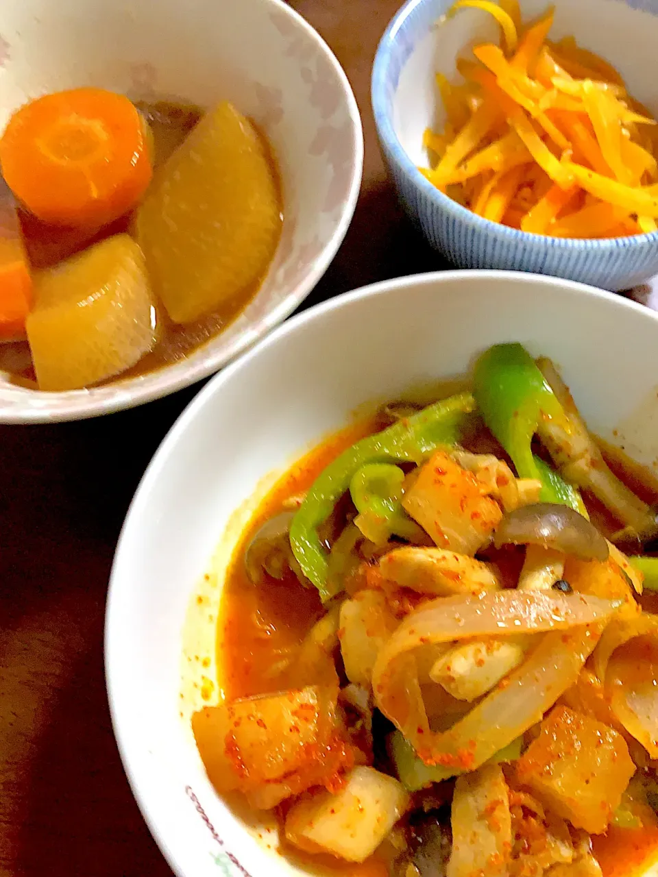 豚キムチ　にんじん🥕ナムル　大根と人参🥕の煮物|掛谷節子さん