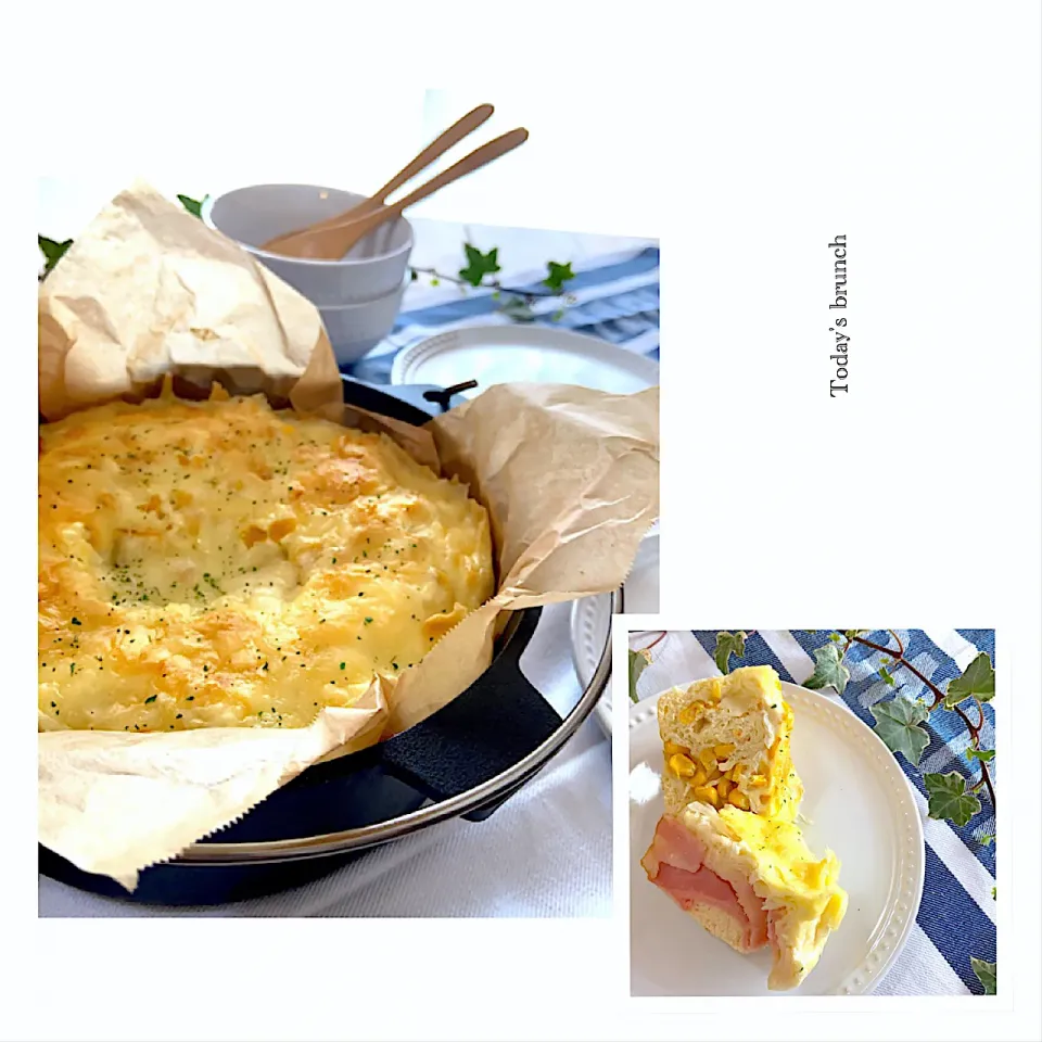 ちぎりパン風〜ぐるぐるパン🌀オニオンたっぷりコーンとベーコンのハーフ&ハーフ🌽🥓|Naoさん