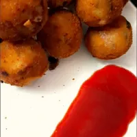 #cheese balls....
with #tomato 🍅 katchup 
made by #krish narola|krish narolaさん