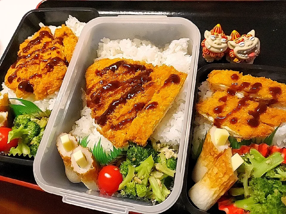 Snapdishの料理写真:夫弁当、息子弁当、娘弁当|みどりさん