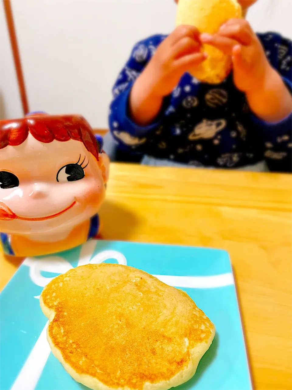 一手間で冷めてもふんわり♡朝＆炭水化物苦手な息子が食べられるふわふわホットケーキ。|ぽき。さん