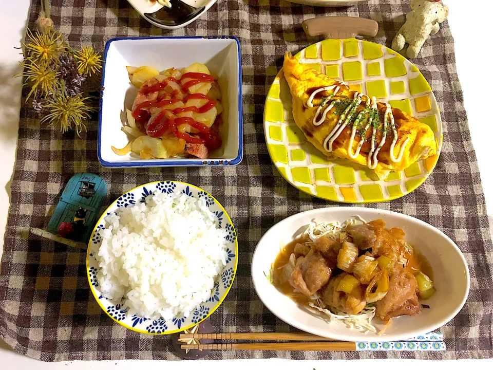 Snapdishの料理写真:✳︎鶏肉のネギタレ焼✳︎チーズとんぺい焼✳︎ジャーマンポテト|syamさん