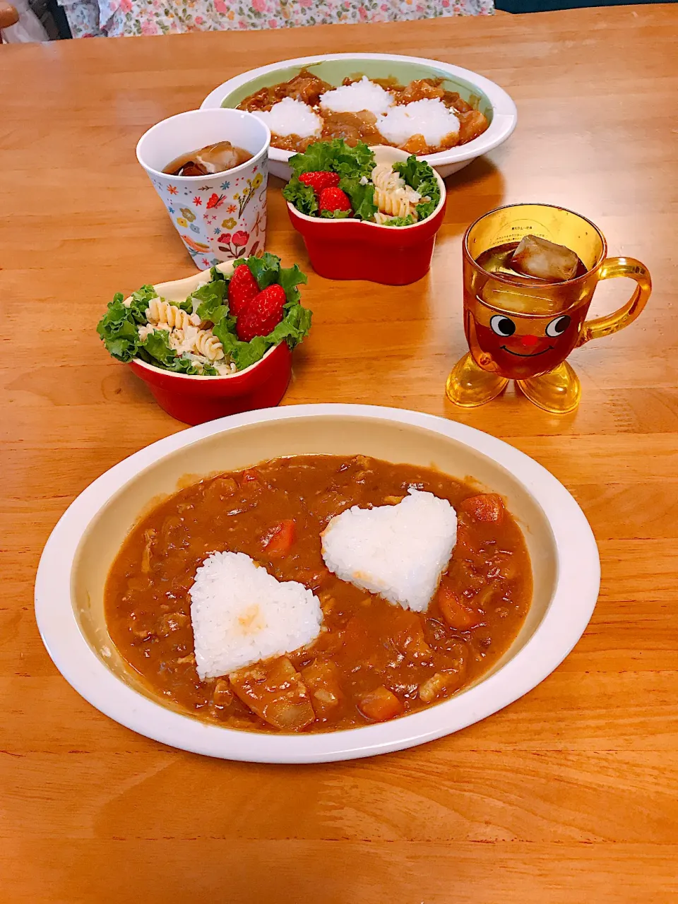 Snapdishの料理写真:♡三女と四女の朝食♡ちょっぴりお洒落に~カレーライス♡令和3年4月8日木曜日♡|♡Fille√chie♡さん