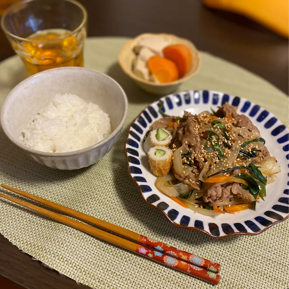 牛バラ肉のチャプチェ風　高野豆腐煮|ちぐあささん