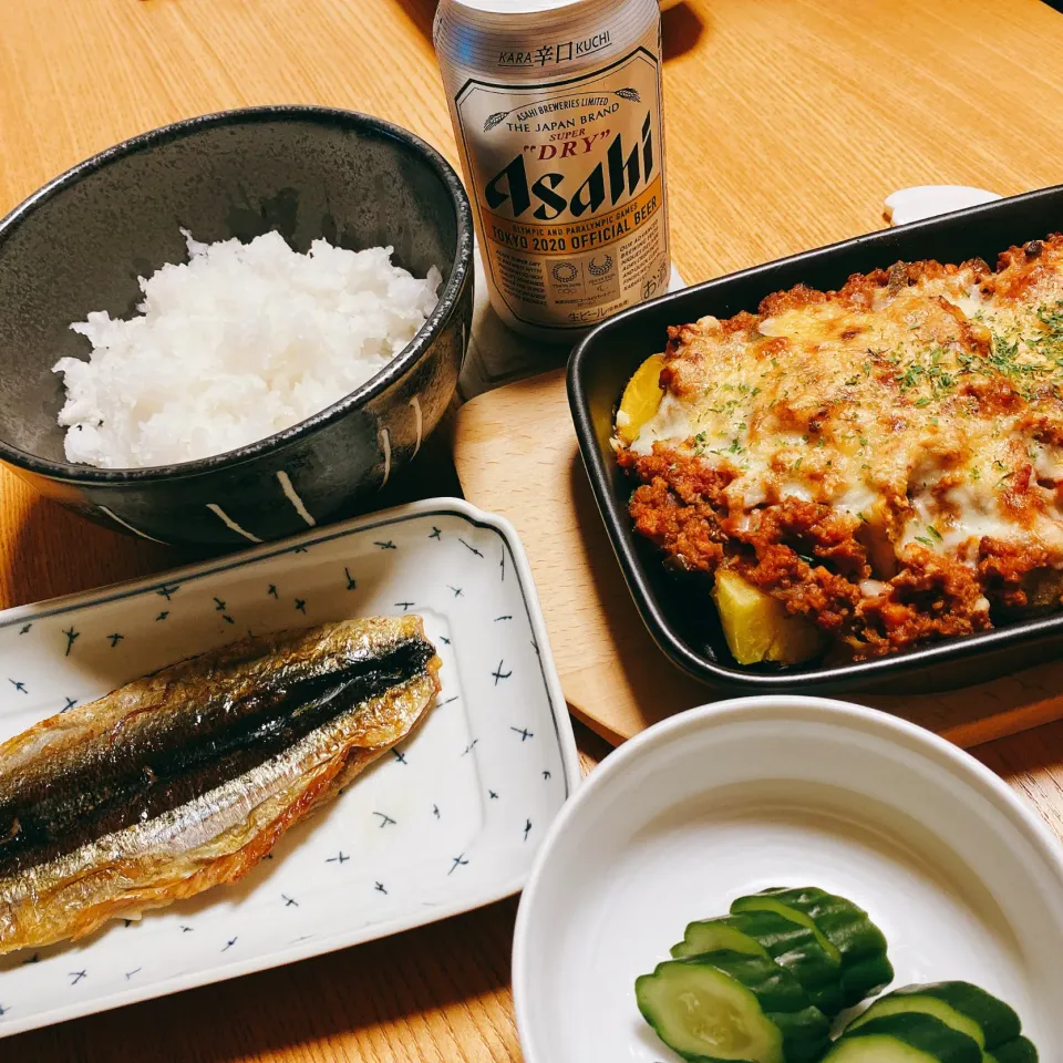 さんまの開きと大根おろし
‪‪昨日の残りのミートソースでポテトグラタン|naoさん