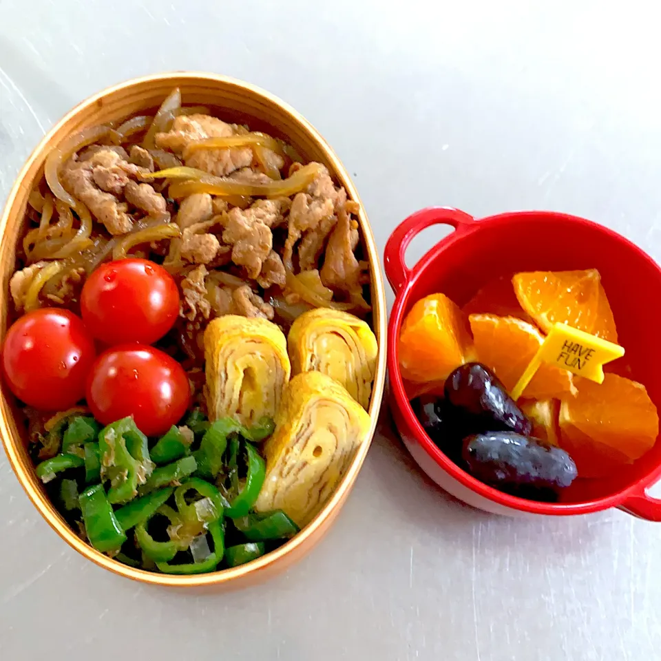 次男豚丼弁当　悲報(給食終了〜！)|すずちゅんさん