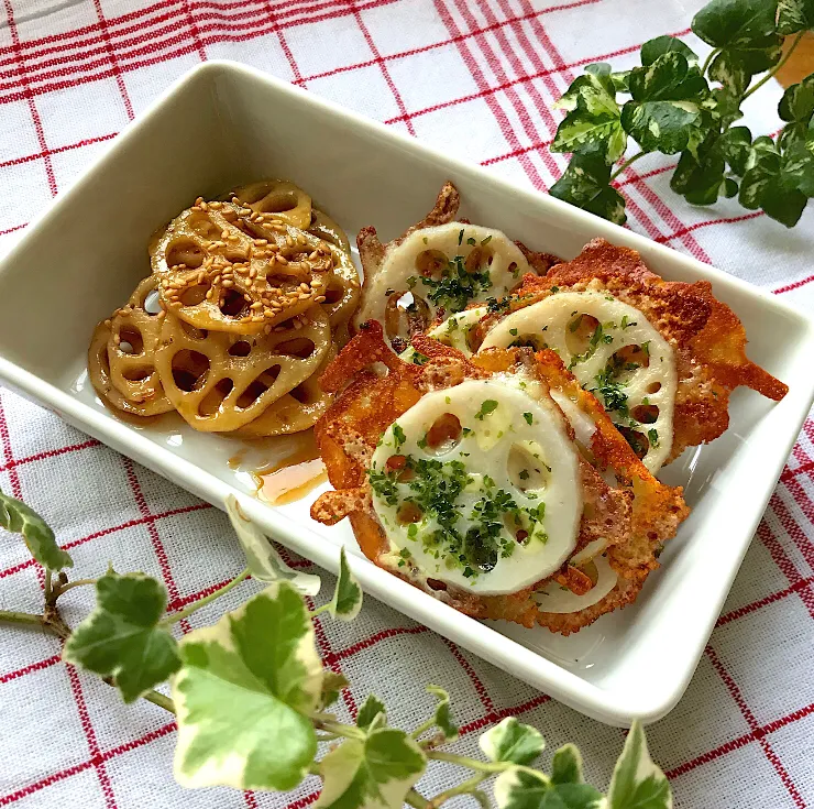 Snapdishの料理写真:🌀レンコンで二品🌀きんぴらレンコン&青のりチーズ焼き🥢|Hollyさん