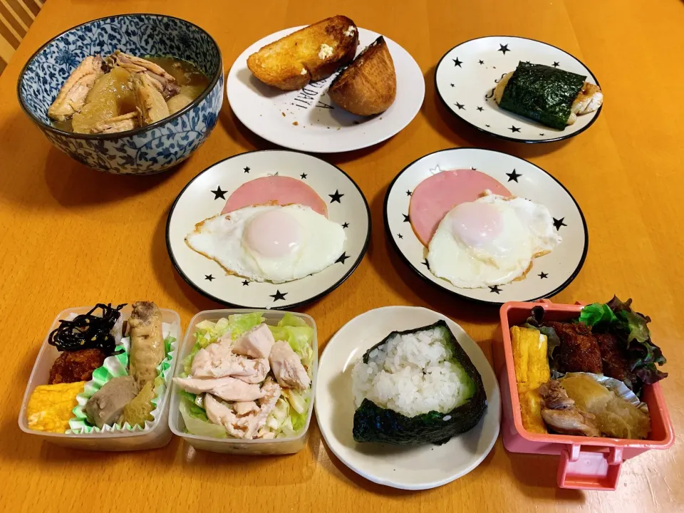 Snapdishの料理写真:今日の朝ごはん&お弁当💜2021.4.9.|kimikimiさん