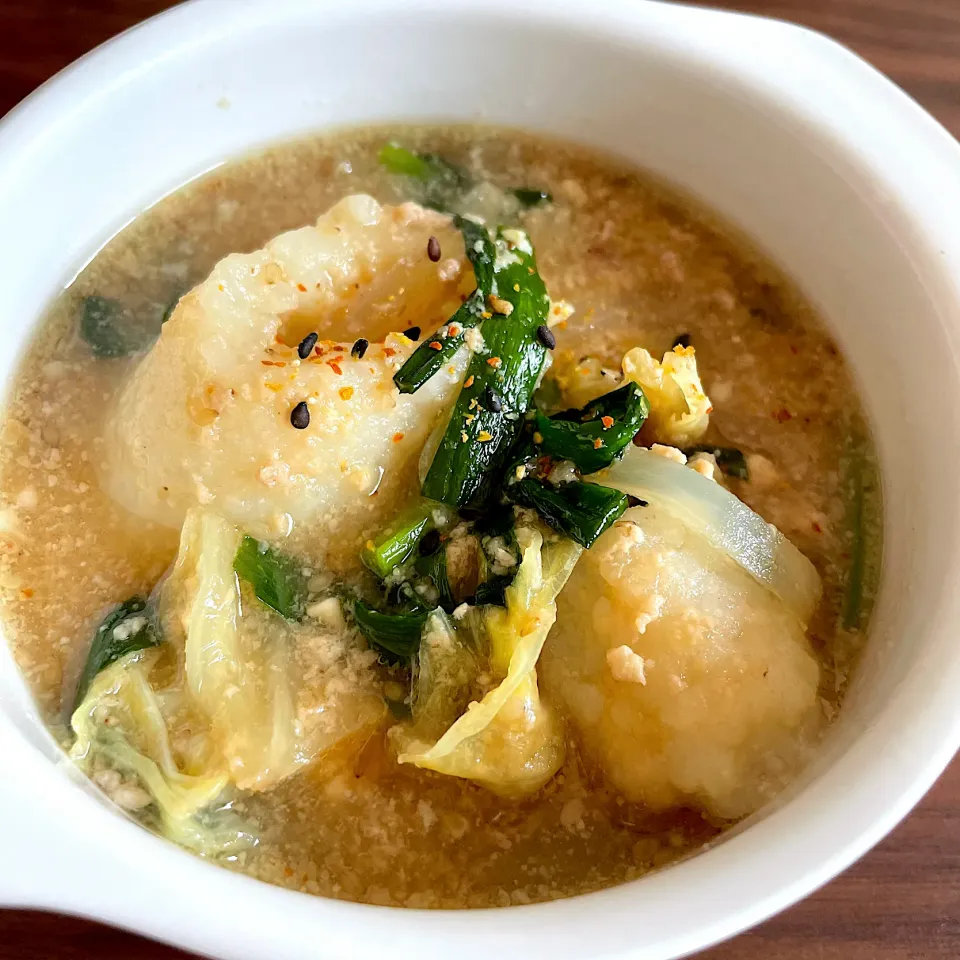 糀甘酒とごま味噌きりたんぽスープ🍲|ななさん