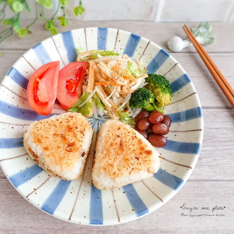 朝食＊味噌焼おにぎりnoワンプレート|ゆずぽんさん