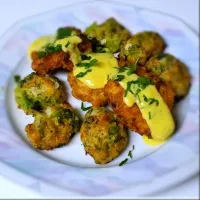 Snapdishの料理写真:Chicken Fritters with Broccoli Cheese Balls|The Forbidden Ravioliさん