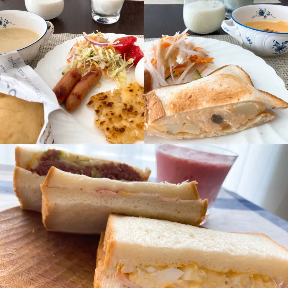 Snapdishの料理写真:4/11 パン朝食💗|あーるさん