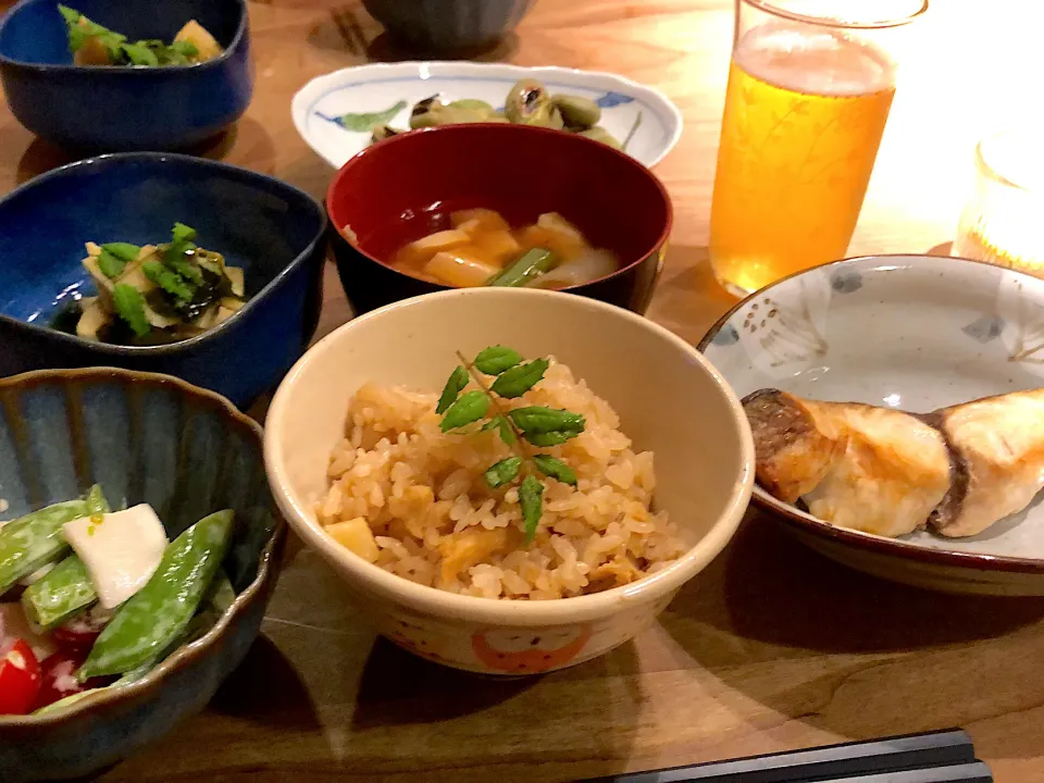 竹の子ごはん・鰆の塩焼き|くり子さん