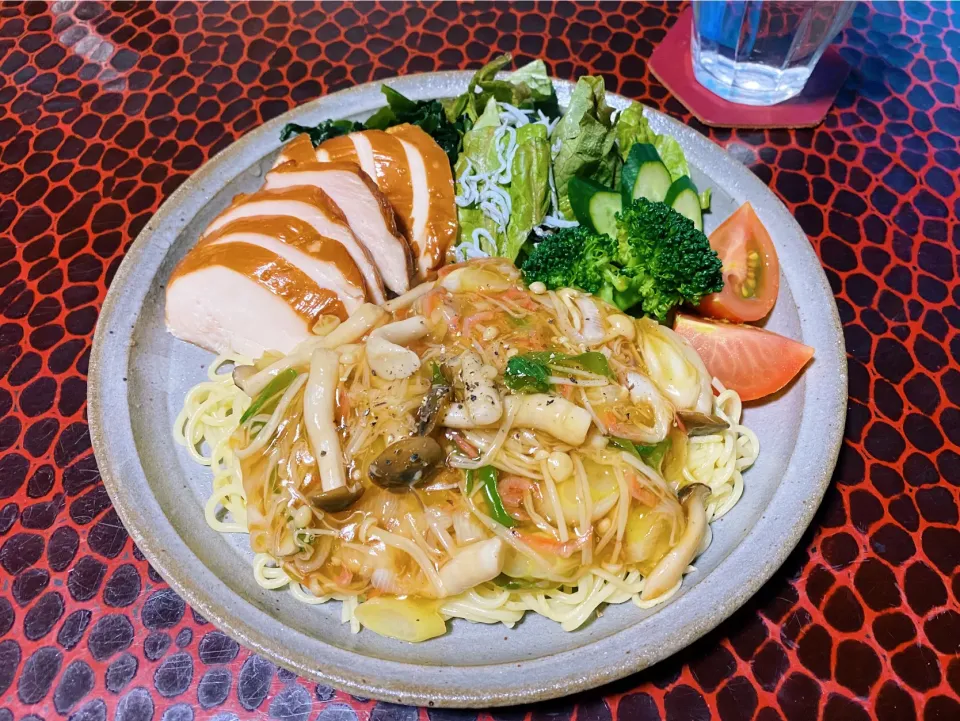 Snapdishの料理写真:糖質0g麺の餡掛け焼きそば|hibi_apeさん