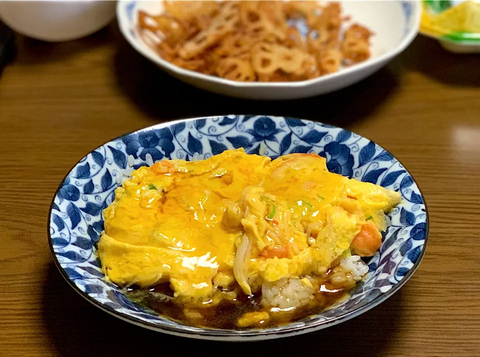 天津飯とレンコンチップス|sakiさん