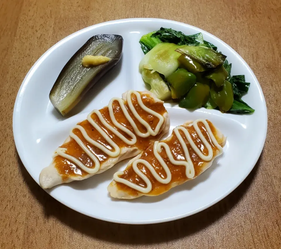 味噌ごまラーササミ
チンゲン菜とピーマン
なすの煮浸し|ナナさん