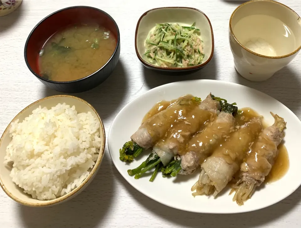 もやしと菜の花の肉巻き＊|みかんさん