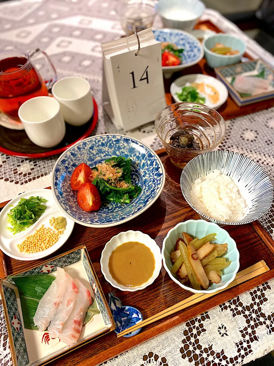 鯛茶漬け、さつま揚げと蕗炒め煮|papinさん