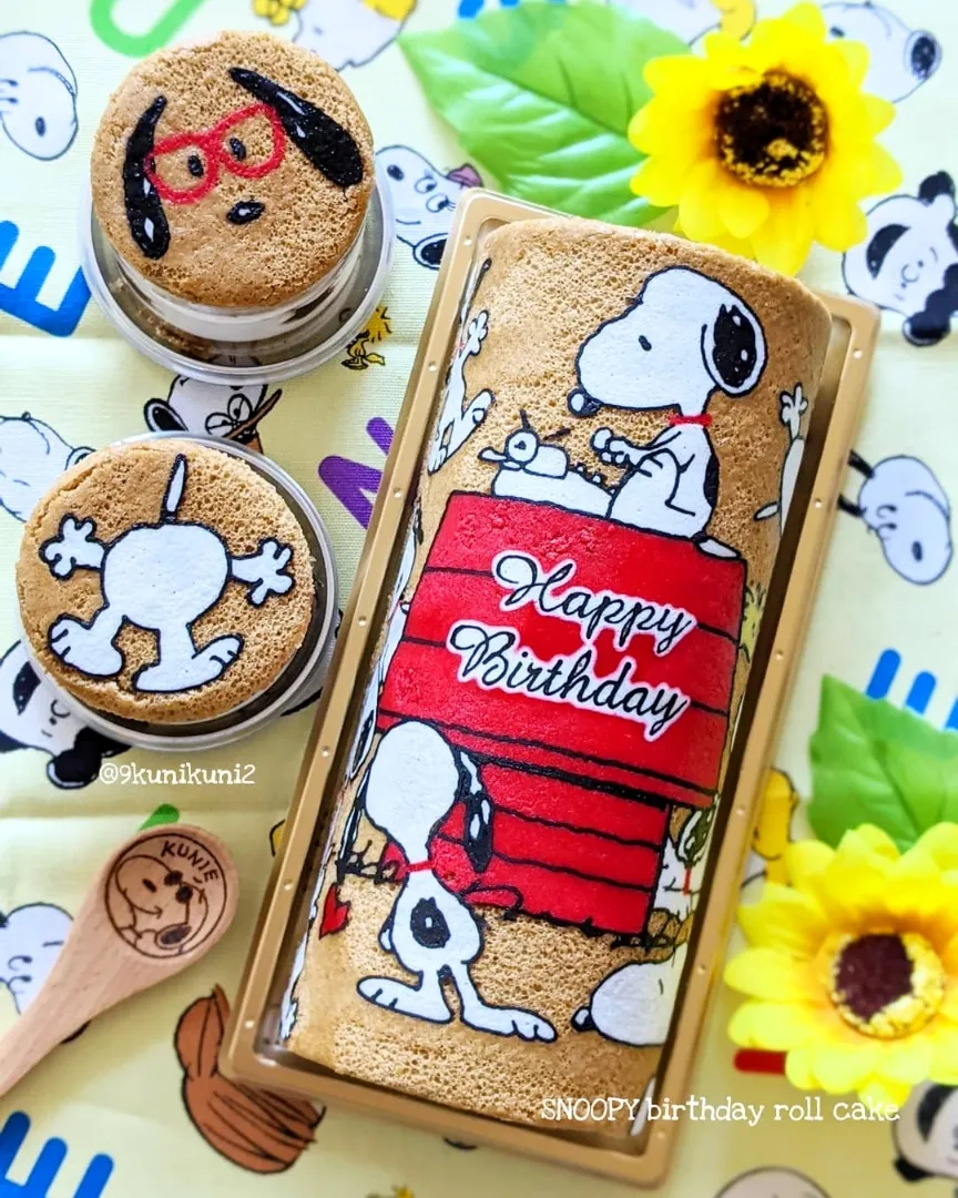 SNOOPYの誕生日ロールケーキ🎂

コーヒー生地に生クリーム✨
中には星型コーヒーゼリーが入ってます★|くぅちゃんさん