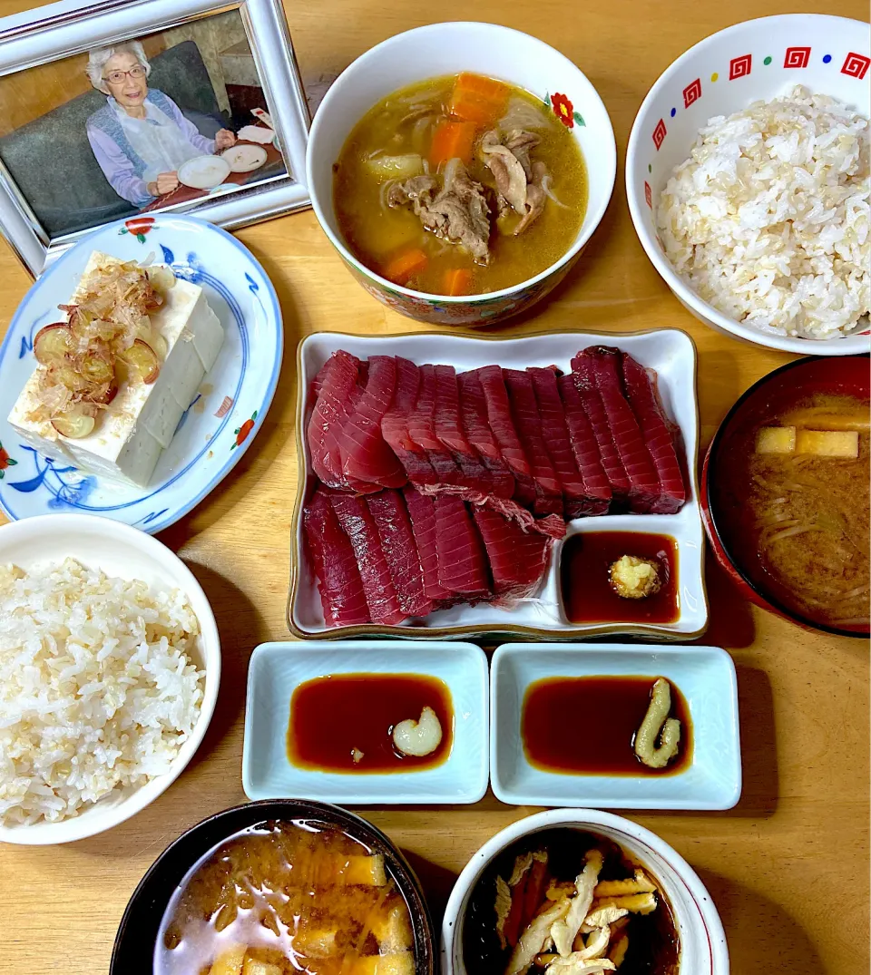 Snapdishの料理写真:鰹🐟刺身&干し大根もずく|Makokoさん