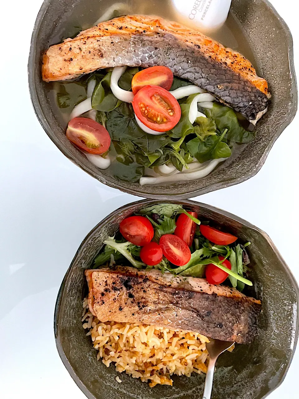 Pan fried salmon with udon and fried rice|Ong Sor Fernさん