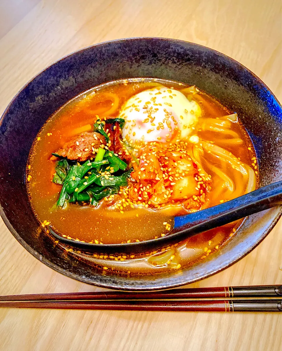 今日のお昼ご飯　韓国うどん|ふわ猫はなちゃんさん