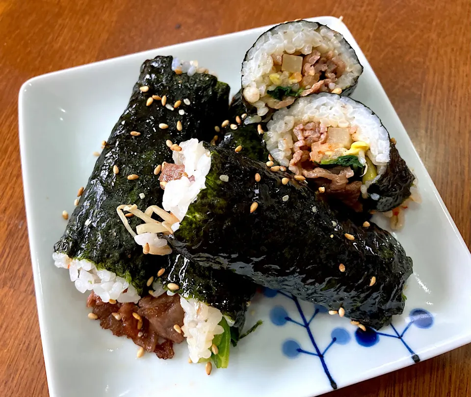 Snapdishの料理写真:お弁当の残りで　ミニキンパ Lunch|sakuramochiさん