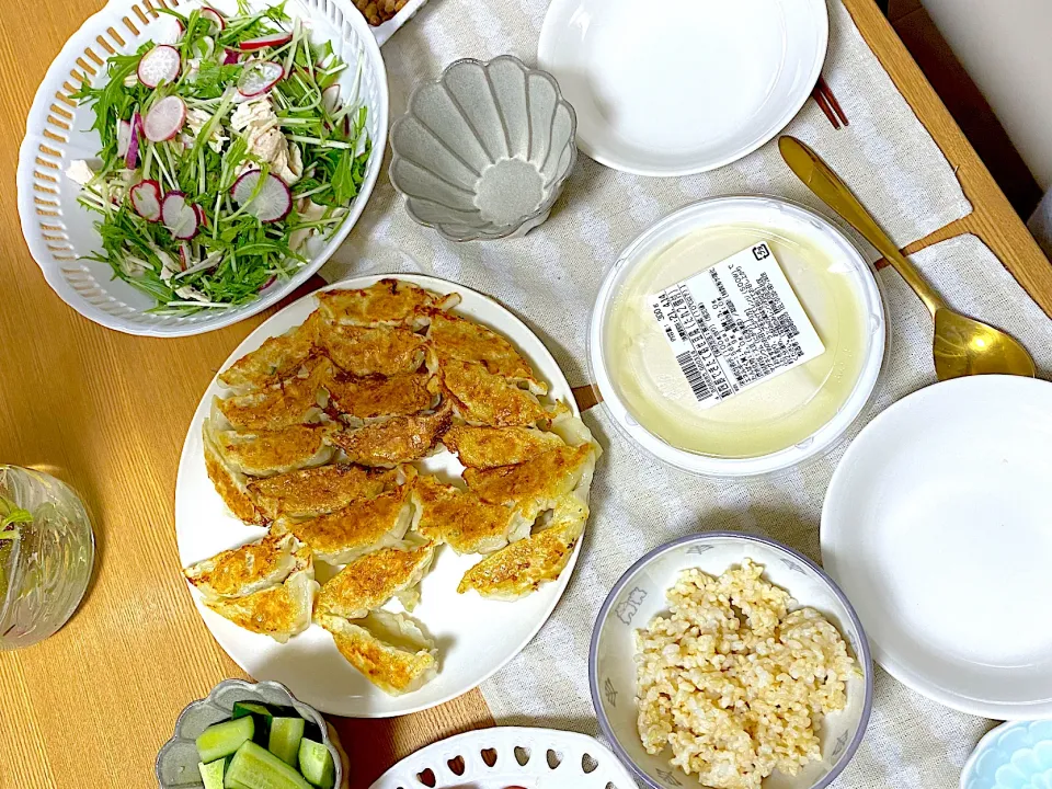 浜松餃子のお店変えてみました。出来たておぼろ豆腐、お買い得なフルーツトマト😍、ラディッシュと水菜とチキンのレモンサラダ🍋|1614さん