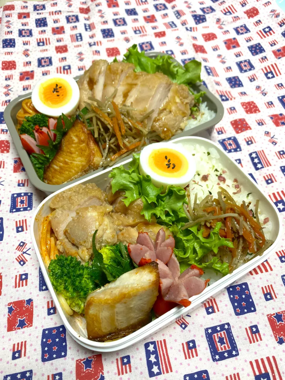 息子のお弁当(リク､照り焼きじゃなくて､たまにはにんにく醤油味にして😂)|かあたんさん