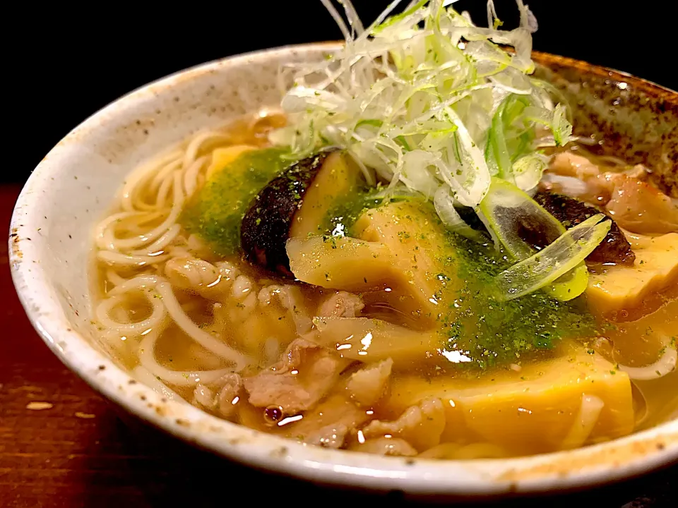 新筍と豚バラの木の芽あんかけめん|半田手延べそうめんの店 阿波や壱兆さん